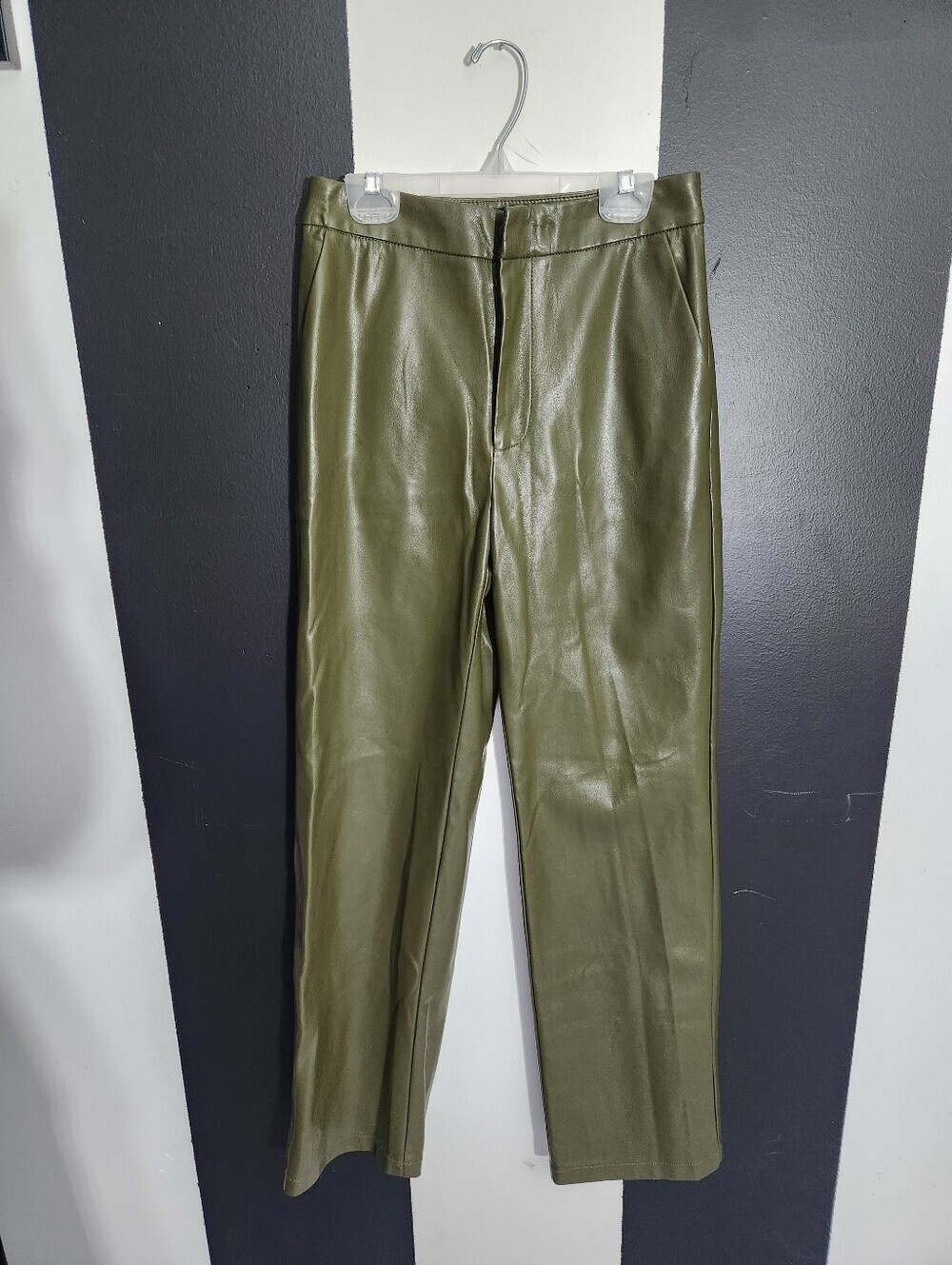 Elodie Olive Faux Leather Trousers
